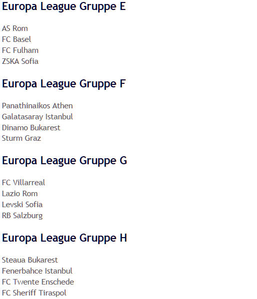 UEFA-Europa-League-Gruppen 2009 E-H