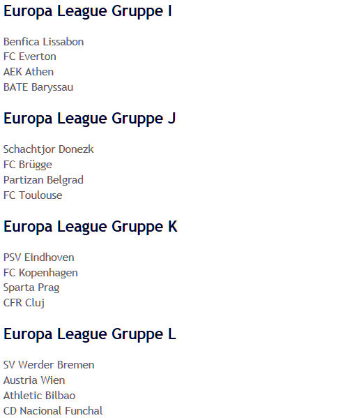 UEFA-Europa-League-Gruppen 2009 I-L