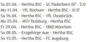 Hertha BSC Restprogramm Aufstieg Bundesliga 2011-04-04