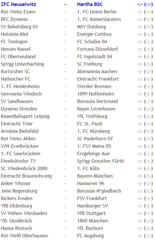 Hertha BSC ZFC Meuselwitz Spielansetzung DFB-Pokal
