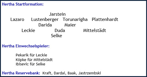 Bayer 04 Leverkusen - Hertha BSC - 3:1 (2:1) - Mannschaftsaufstellung - Dezember 2018