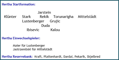SC Freiburg - Hertha BSC - 2:1 (1:0) - Mannschaftsaufstellung - März 2019