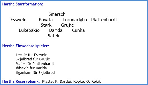 Borussia Mönchengladbach - Hertha BSC - 2:1 (1:0) - Mannschaftsaufstellung - Juni 2020