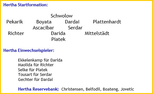 Hertha BSC - Borussia Mönchengladbach - 1:0 (1:0) - Mannschaftsaufstellung - Oktober - 2021