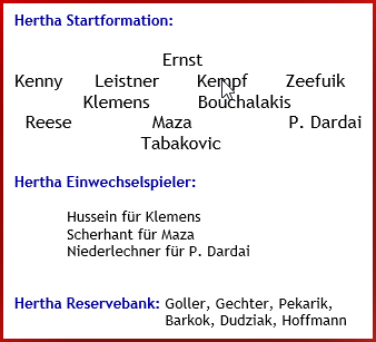 Hertha BSC - Hannover 96 - 1:1 (1:0) - Mannschaftsaufstellung - April - 2024