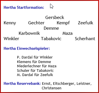 Hansa Rostock - Hertha BSC - 1:5 (0:1) - Mannschaftsaufstellung - August - 2024