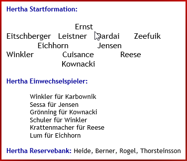 Hannover 96 - Hertha BSC – 0:3 (0:0) - Mannschaftsaufstellung - September - 2025