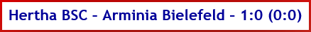 Hertha BSC – Arminia Bielefeld – 1:0 (0:0) - Spielergebnis - Oktober - 2026